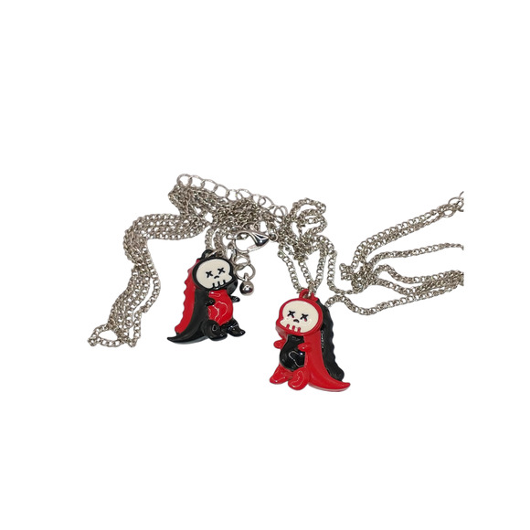 Goth Jewelry Bundle Two Silver Tone Dinos One Pair of Devil Drop Earrings - Picture 9 of 9